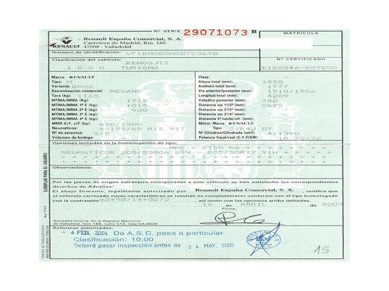 renault megane del año 2003