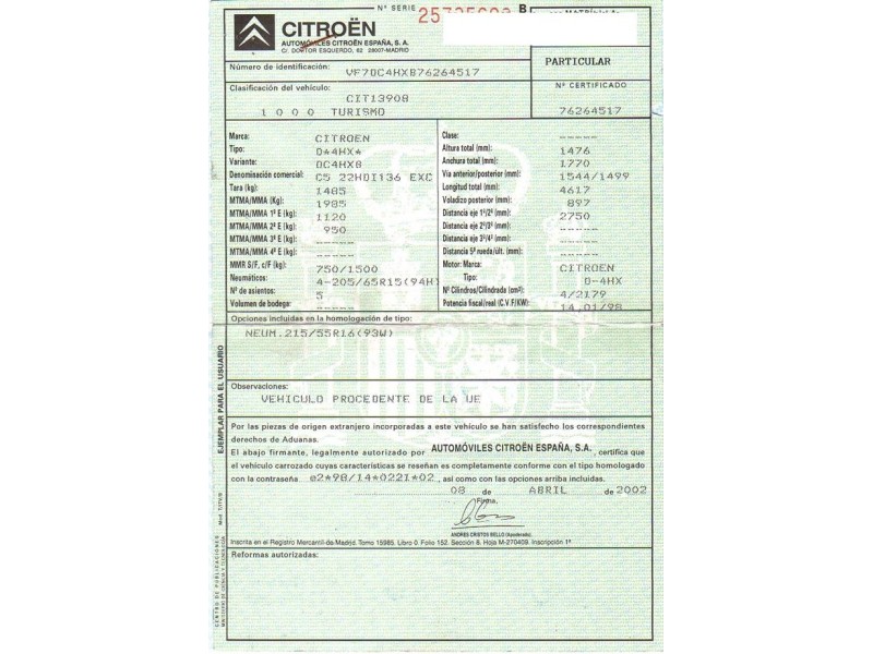 citroen c5 del año 2002