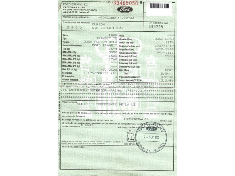 ford transit del año 2008