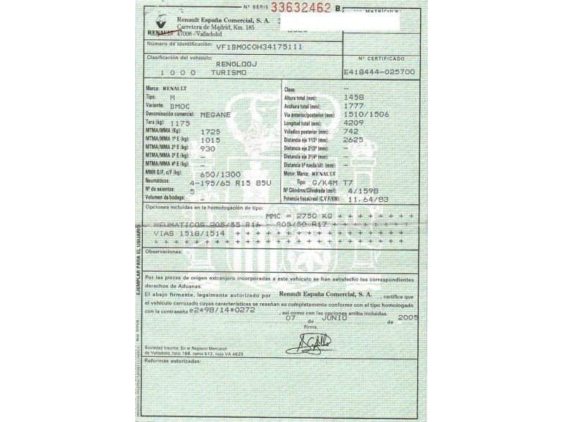 renault megane del año 2005
