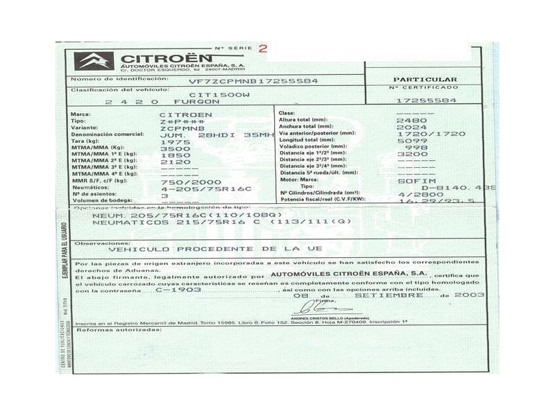 citroen jumper del año 2003