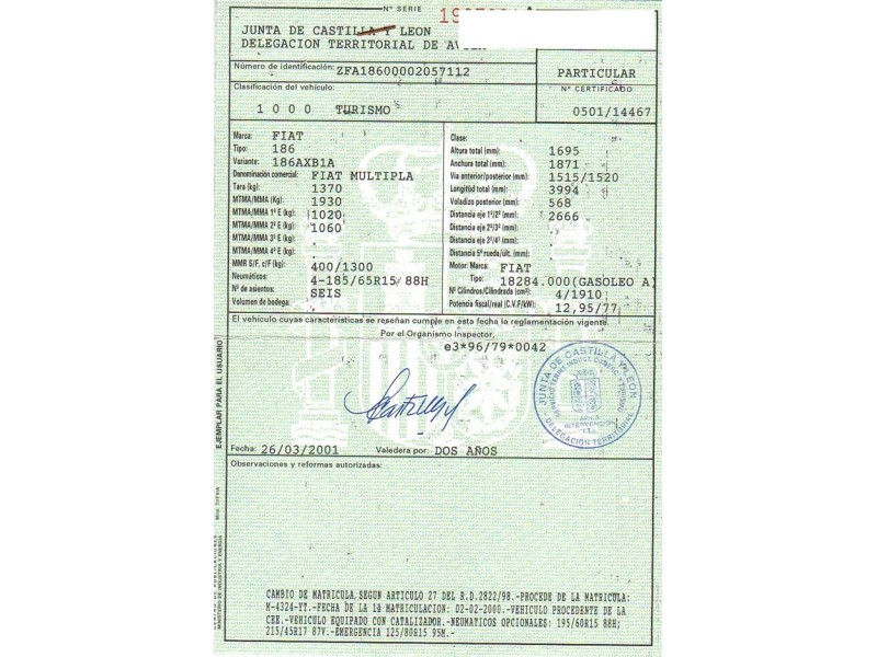 fiat multipla del año 2000