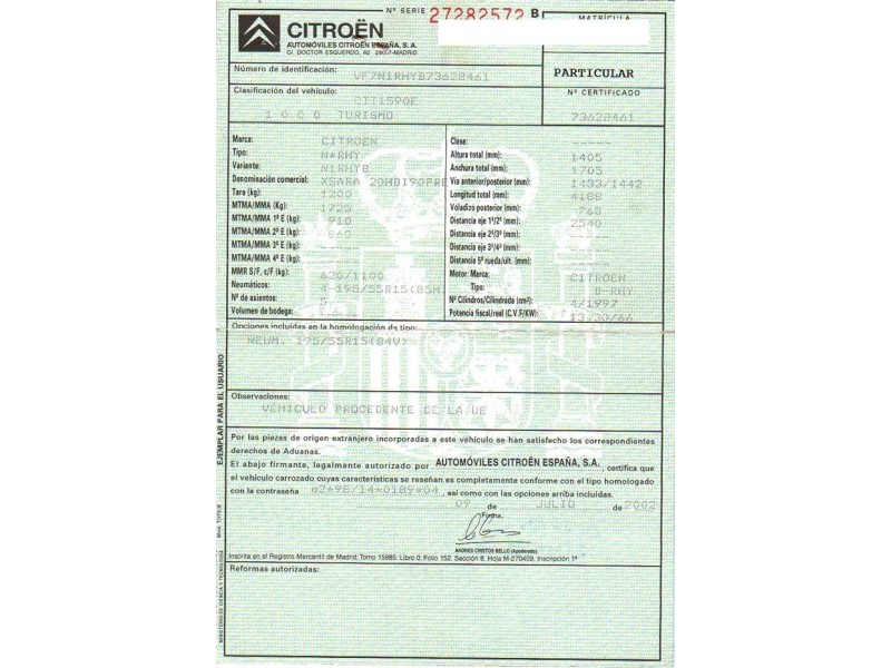 citroen xsara del año 2002