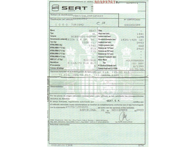 seat ibiza del año 2004