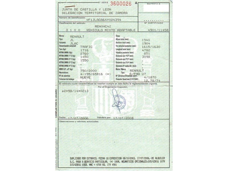 renault trafic del año 2003