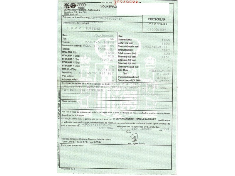 volkswagen polo del año 2003