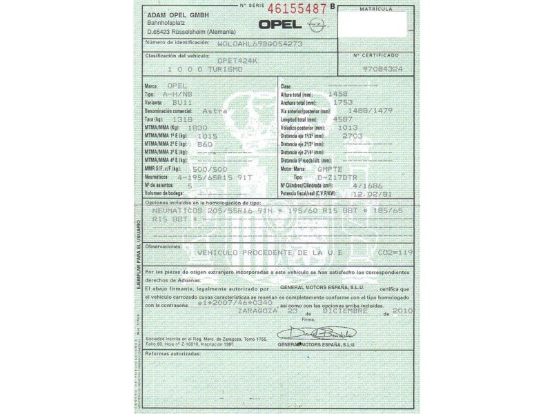 opel astra del año 2011