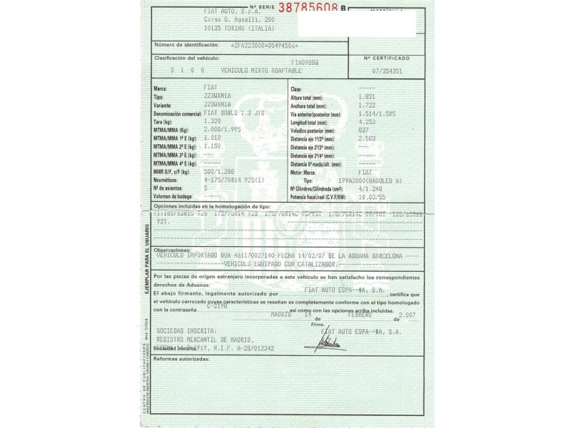 fiat doblo del año 2007