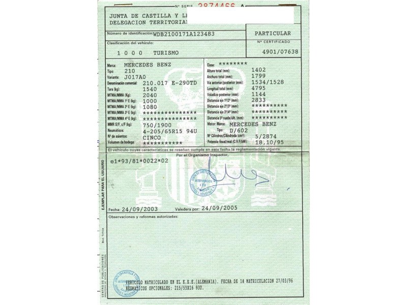 m. benz 210 del año 2003