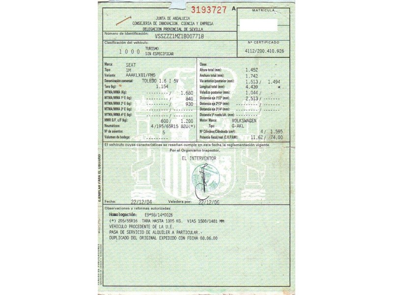 seat toledo del año 2001