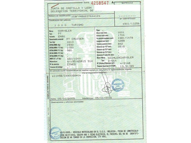 chrysler pt cruiser del año 2003