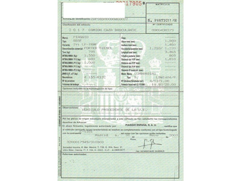 piaggio porter del año 2003