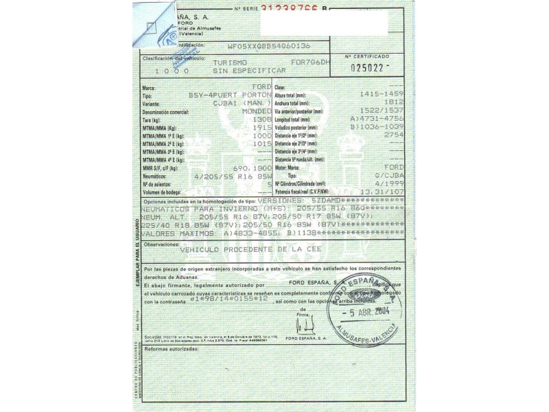 ford mondeo del año 2004