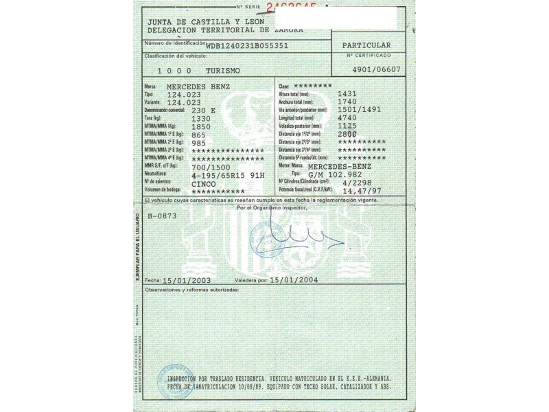 m. benz 230 del año 1989