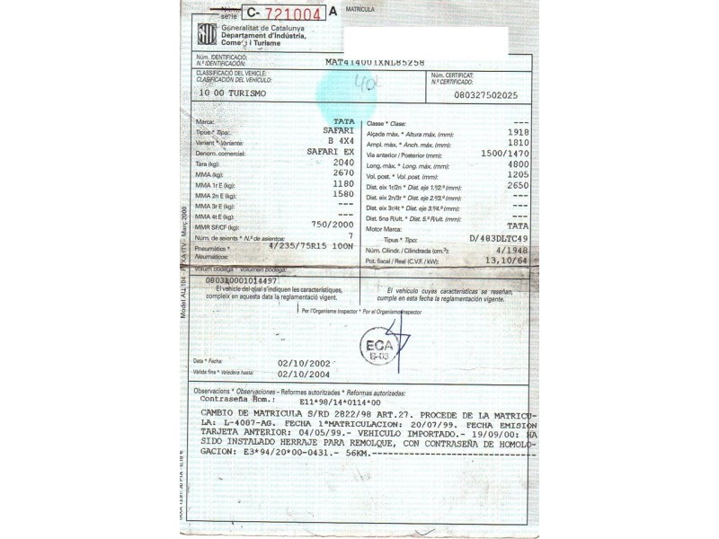 tata safari del año 1999