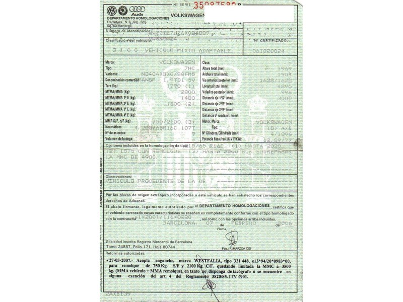 volkswagen transporter del año 2006