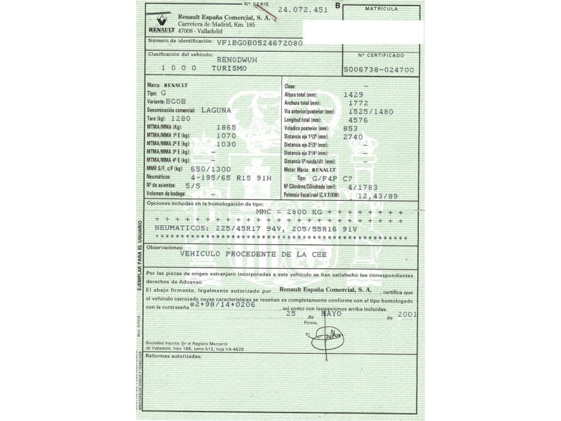 renault laguna del año 2001