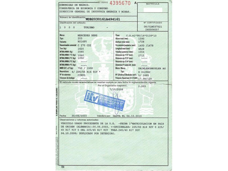 m. benz c 270 del año 2003