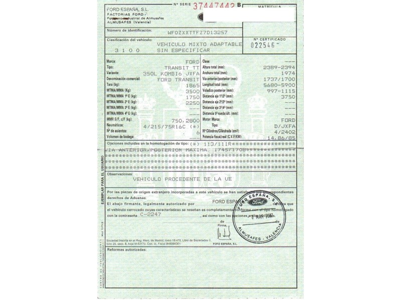 ford transit del año 2007