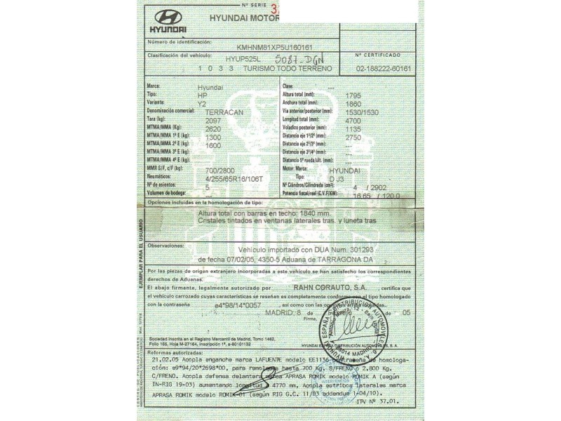 hyundai terracan del año 2005