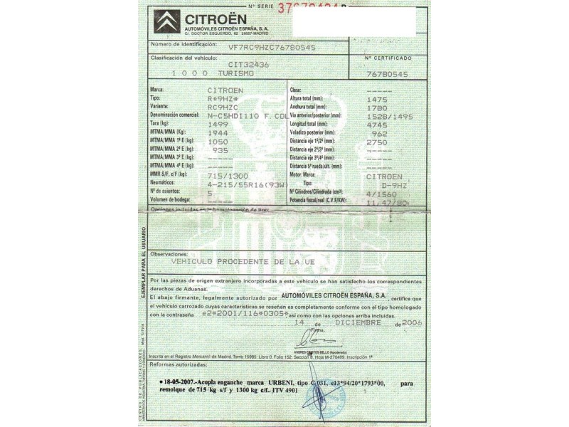 citroen c5 del año 2007