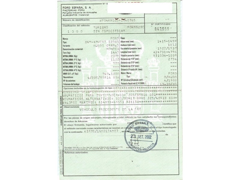 ford mondeo del año 2002