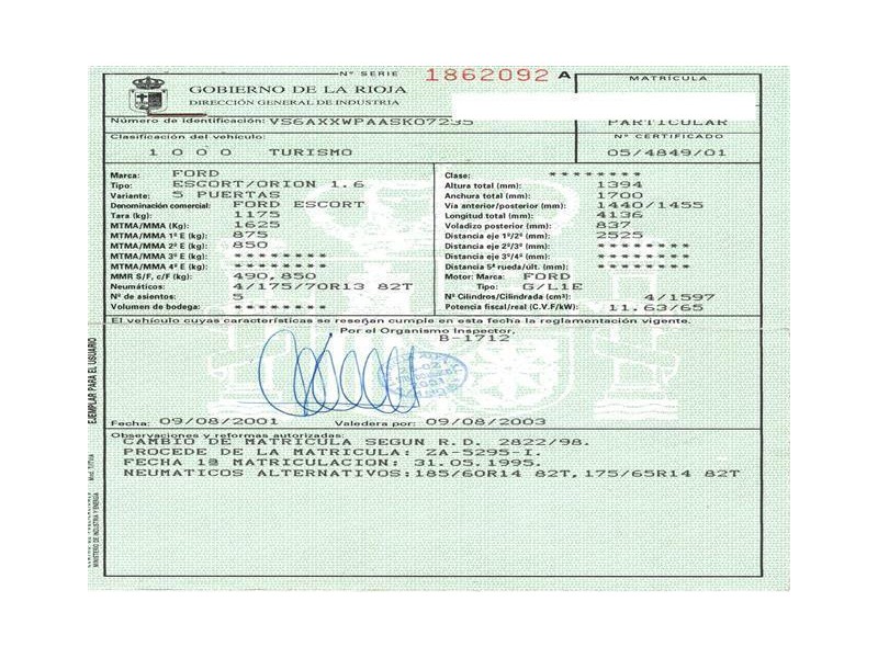 ford escort del año 2001