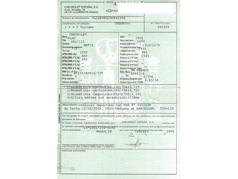 chevrolet matiz del año 2009