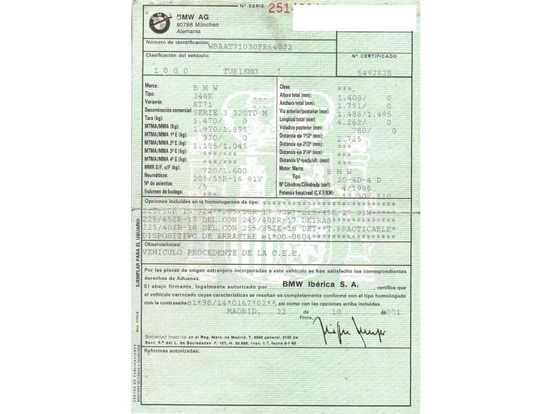 bmw  320 del año 2001