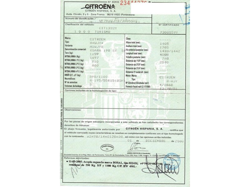 citroen xsara del año 2001
