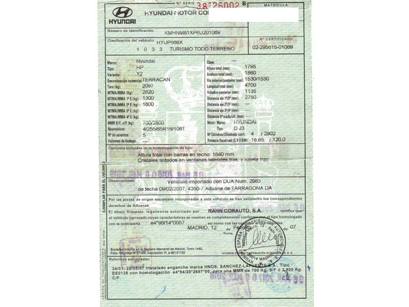 hyundai terracan del año 2007