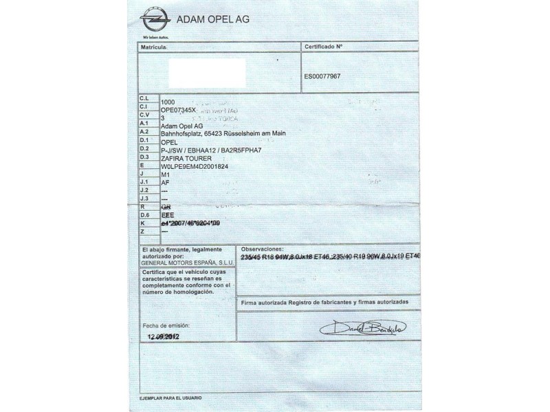 opel zafira del año 2013