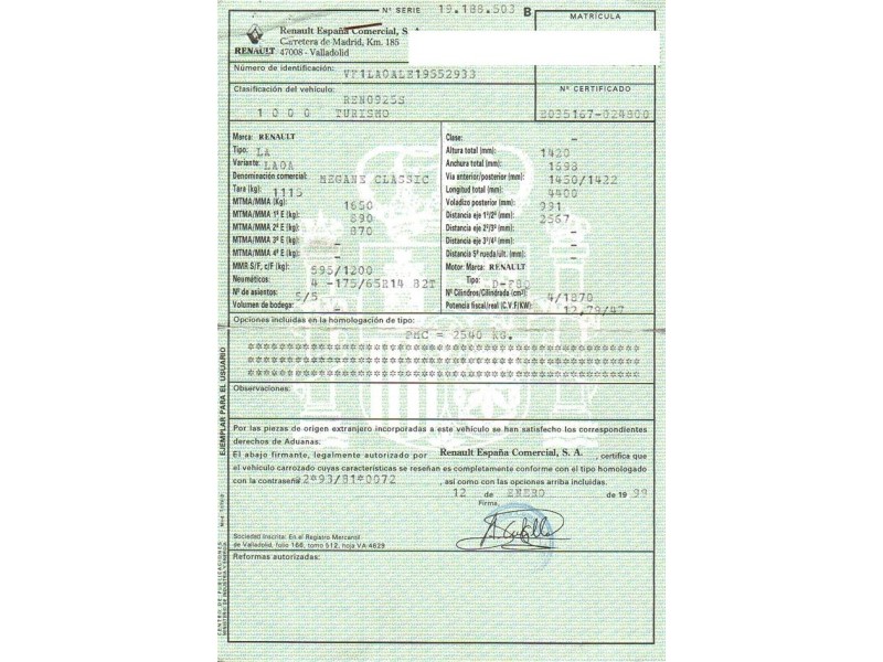 renault megane del año 1999