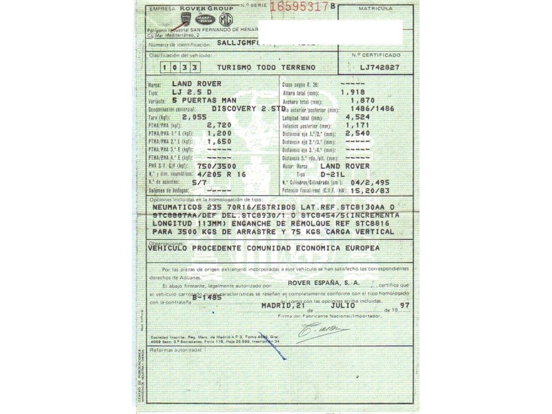 land rover discovery del año 1997