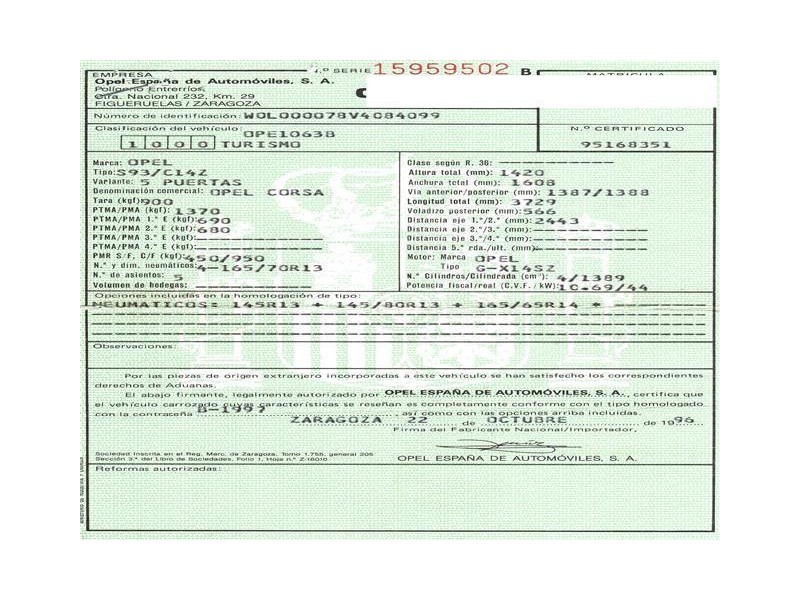opel corsa 1.4 g -x14sz (59,84cv del año 1997