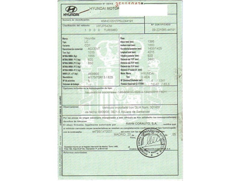 hyundai accent del año 2005