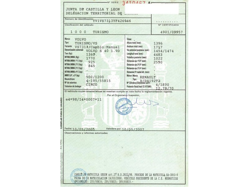 volvo s40 del año 2000