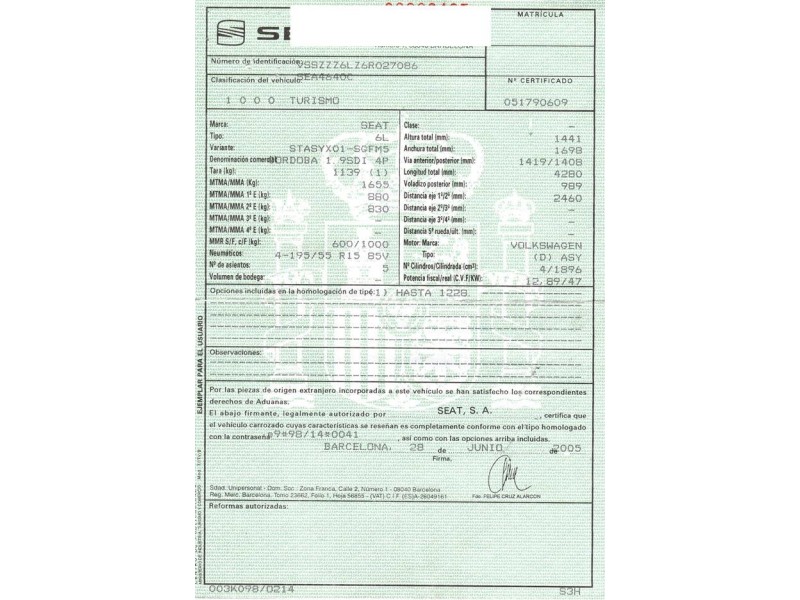 seat cordoba del año 2005