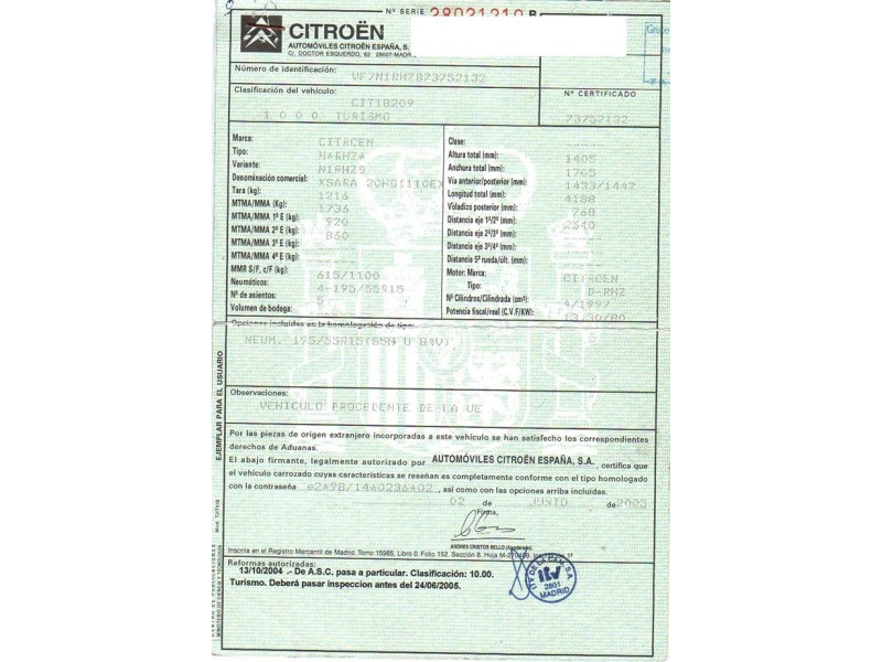 citroen xsara del año 2003