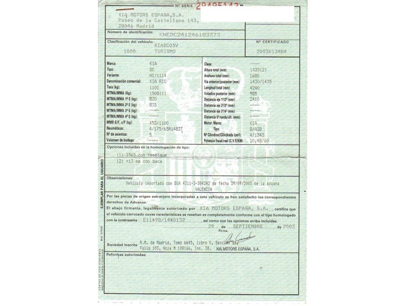 kia rio del año 2003