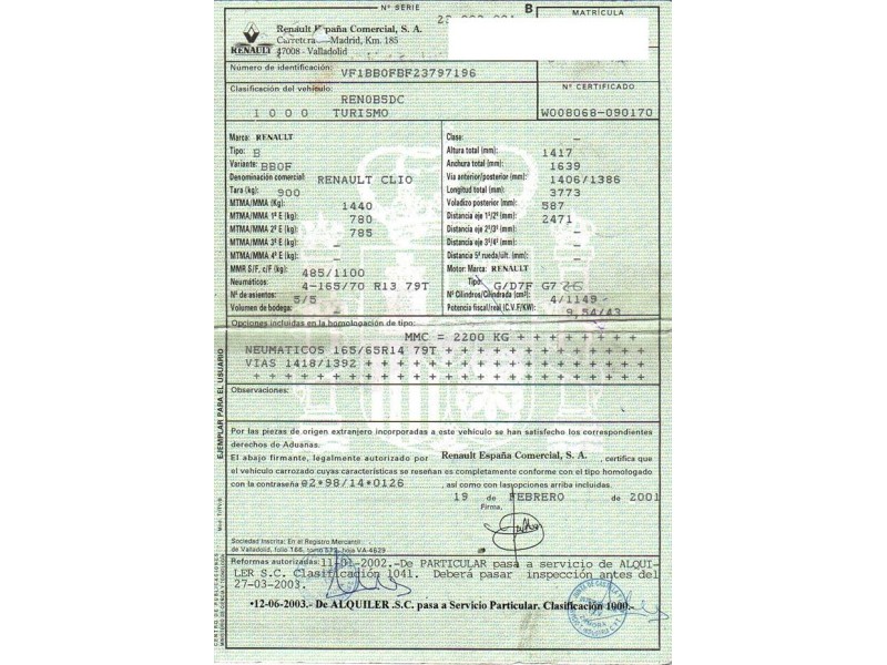 renault clio del año 2001