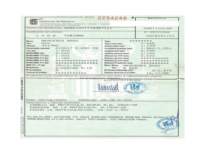 m. benz e 290 del año 1997