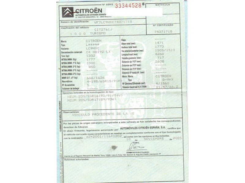 citroen c 4 del año 2005