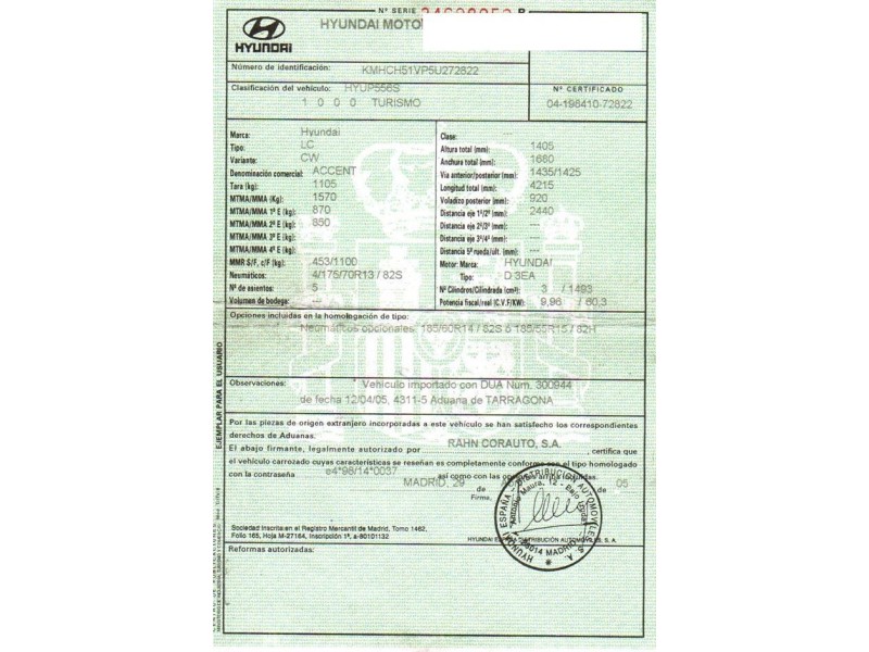 hyundai accent del año 2005