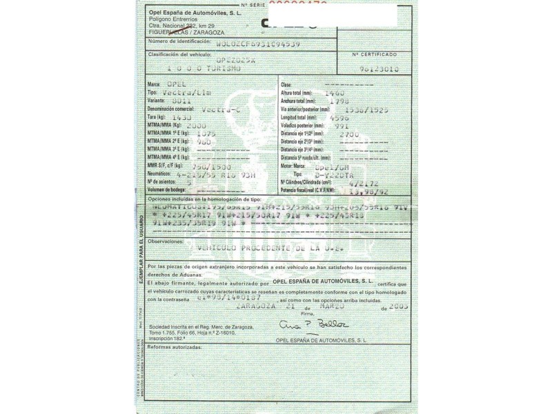 opel vectra del año 2003