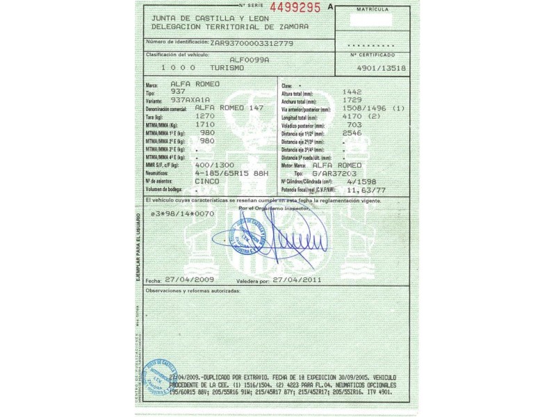 alfa romeo 147 1.6 g (104,69cv del año 2006