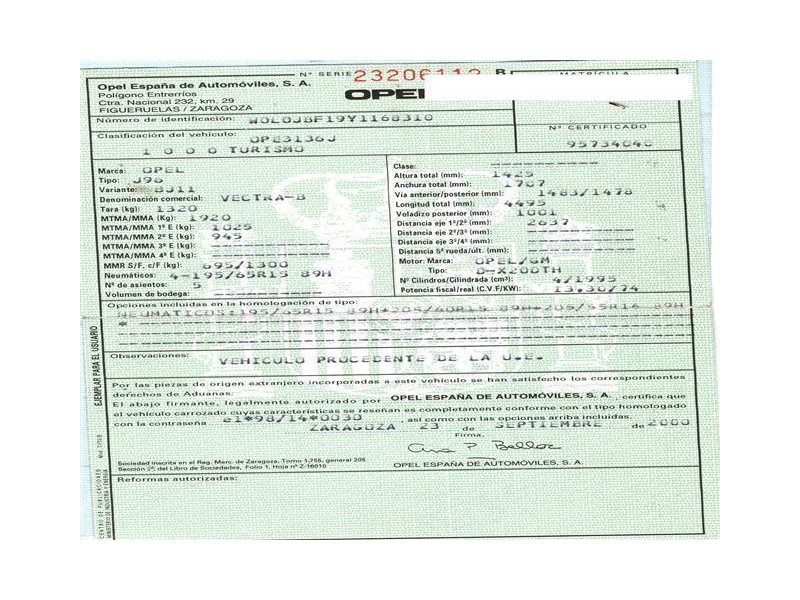 opel vectra del año 2000