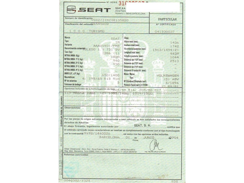 seat toledo del año 2004