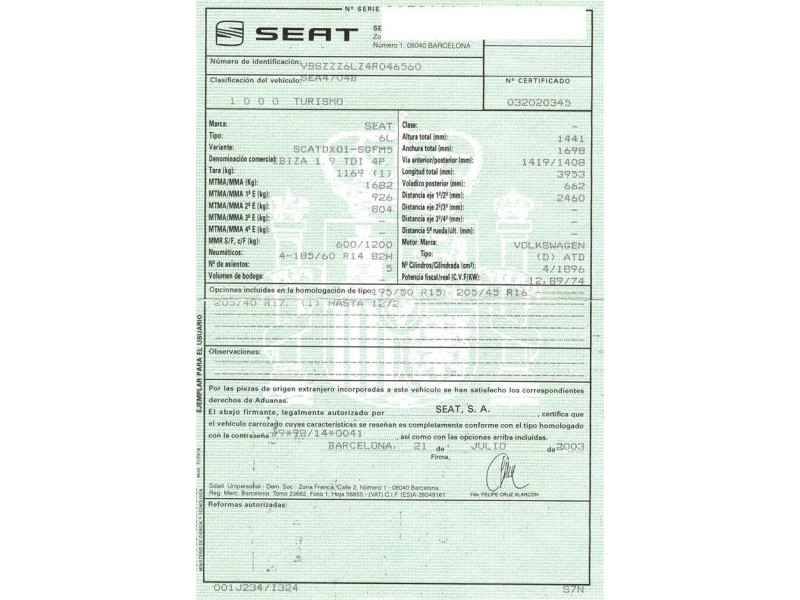 seat ibiza del año 2003