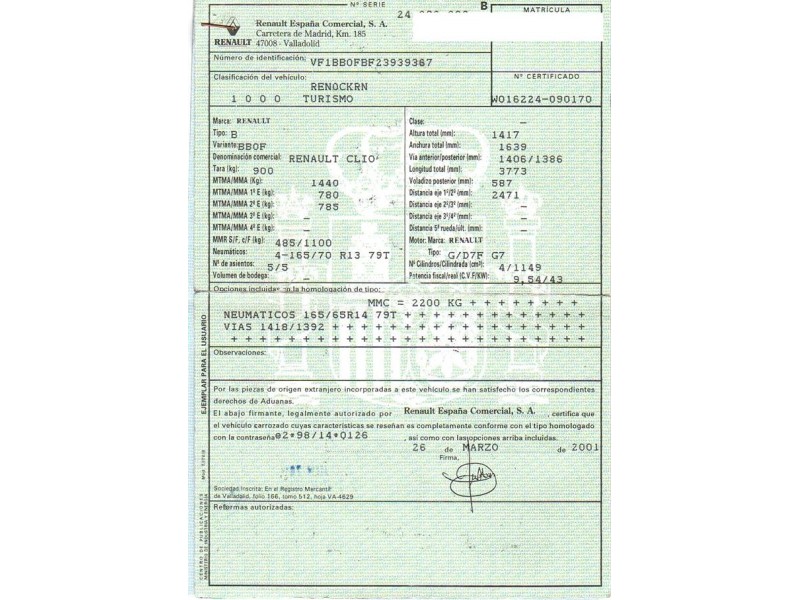 renault clio del año 2001